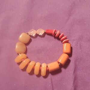 Chico's Elegant Orange and Red Beaded Bracelet